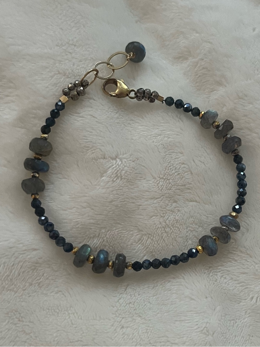 Handmade Labradorite accented with Sapphire bracelet
